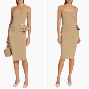 Chiara Boni La Petite Robe Africa Sugar Gold Metallic Dress Belted Sz 48 Us 12